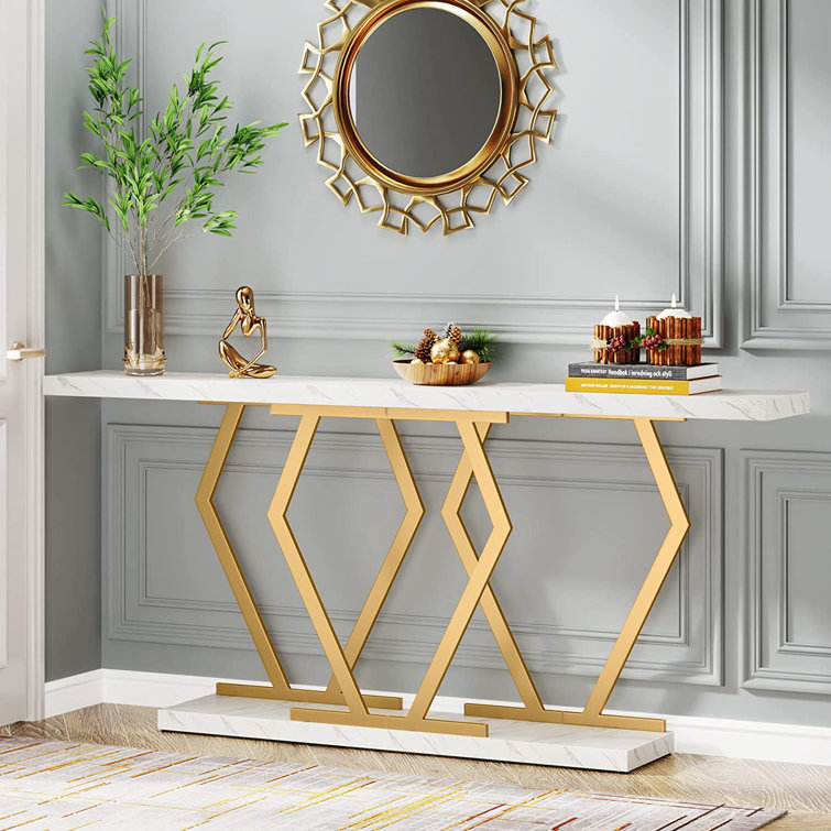 Marble console clearance table gold